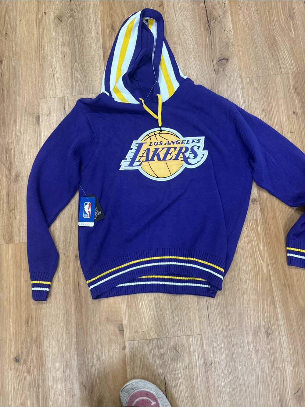 Los Angeles Lakers men knit comfy Purple Pullover Hoodie Sweater
